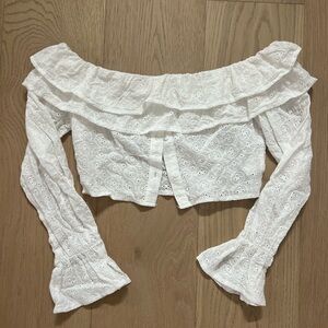 FREE with purchase. White Off-Shoulder Lace crop Top
